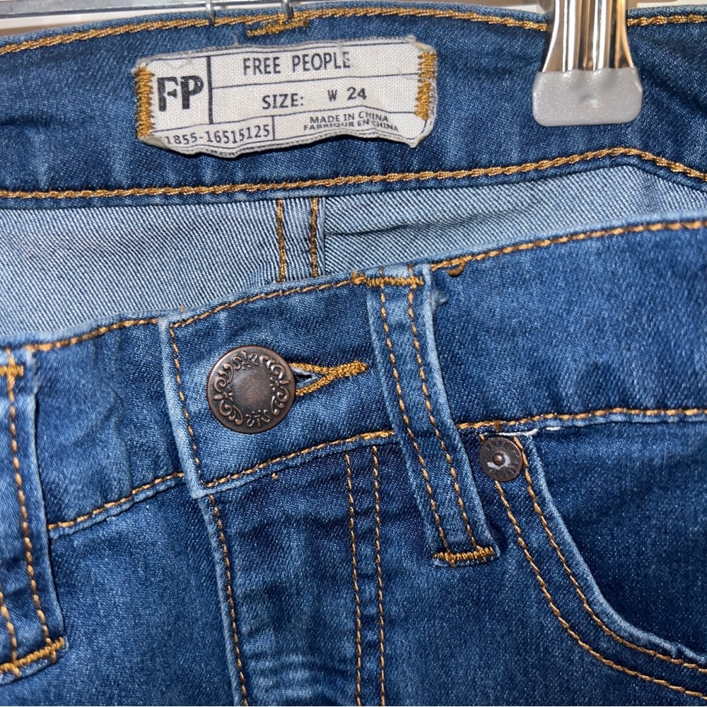 Free People Dark Blue Denim Wide Leg Jeans